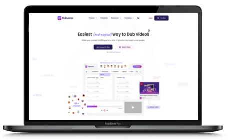 Dubverse website displayed on a Macbook