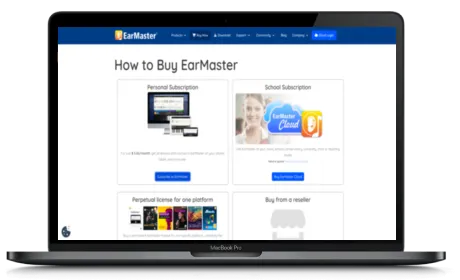EarMaster website displayed on a Macbook