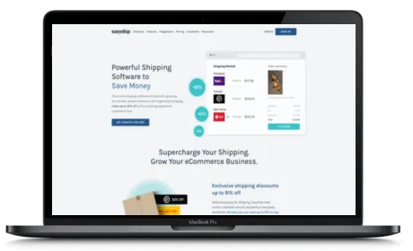 Easyship website displayed on a Macbook