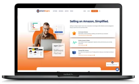 eComEngine website displayed on a Macbook