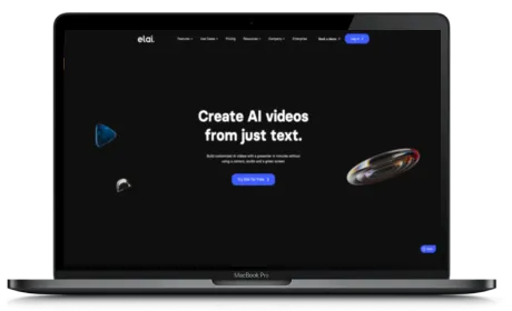 Elai website displayed on a Macbook