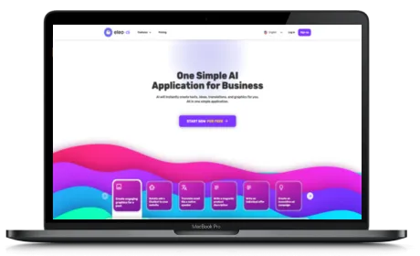 Eleo AI website displayed on a Macbook
