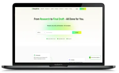 EssayDone website displayed on a Macbook