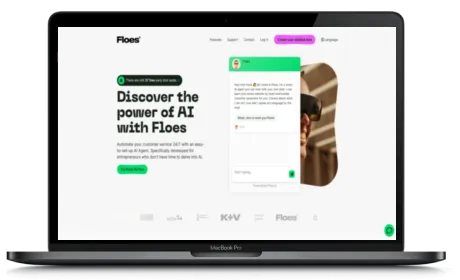 Floes website displayed on a Macbook