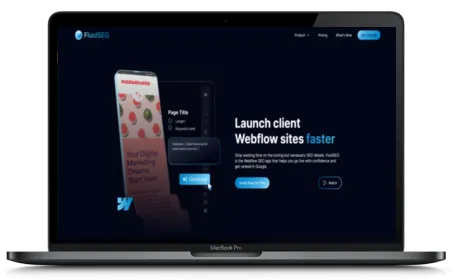 Fluid SEO website displayed on a Macbook