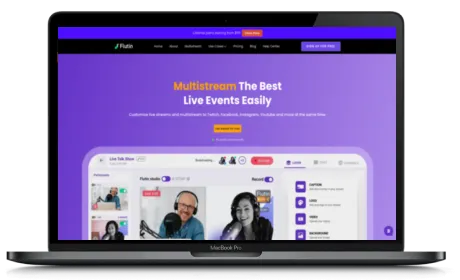 Flutin website displayed on a Macbook