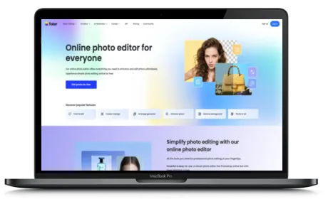 fotor website displayed on a Macbook