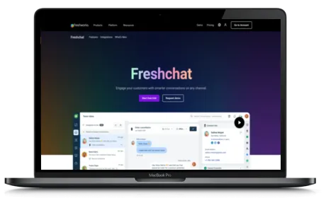 Freshchat website displayed on a Macbook