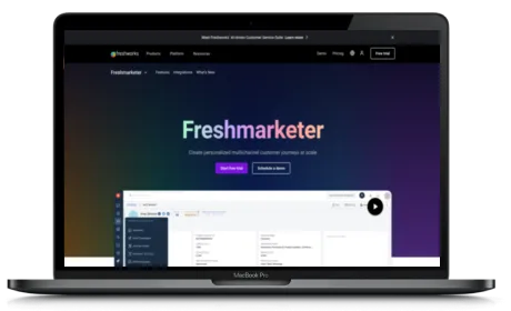 Freshmarketer website displayed on a Macbook