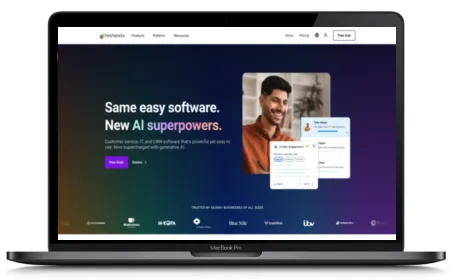 Freshworks website displayed on a Macbook