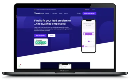 Funnelforms website displayed on a Macbook