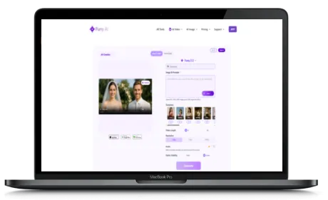 Funy AI website displayed on a Macbook