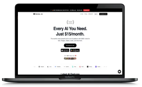 Galaxy.ai website displayed on a Macbook