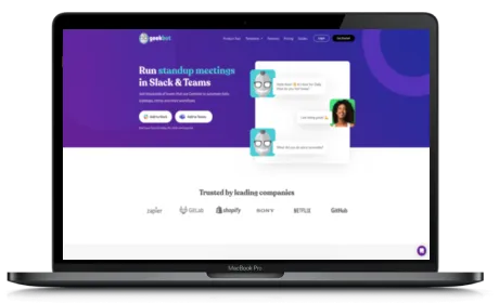 Geekbot website displayed on a Macbook