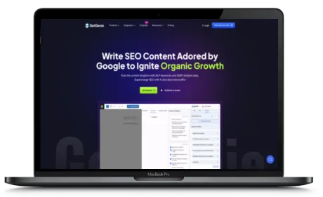 GetGenie website displayed on a Macbook