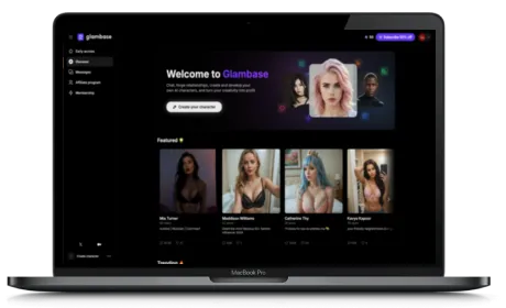 Glambase website displayed on a Macbook