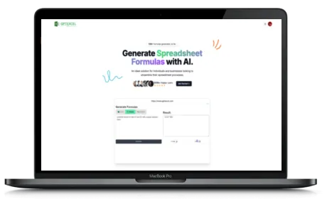 GPTExcel website displayed on a Macbook
