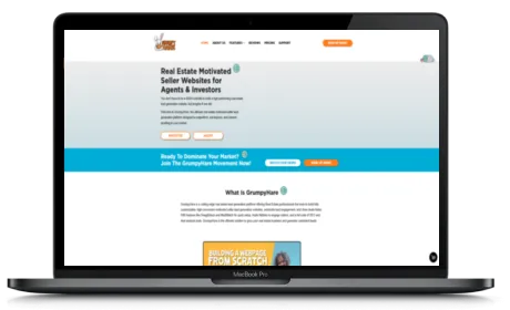 Grumpy Hare website displayed on a Macbook