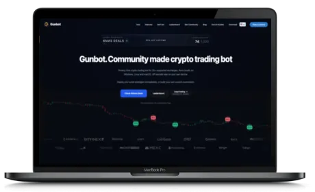 Gunbot website displayed on a Macbook