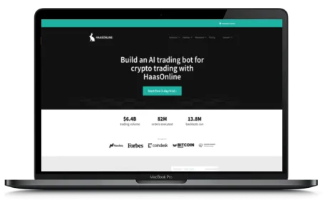 HaasOnline website displayed on a Macbook