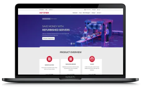 Hetzner website displayed on a Macbook