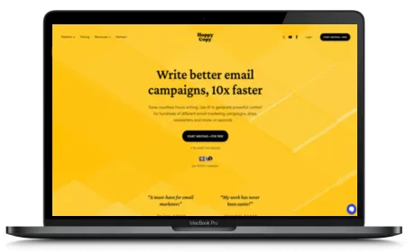HoppyCopy website displayed on a Macbook