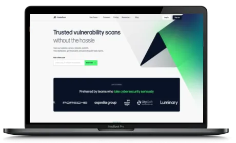 HostedScan website displayed on a Macbook