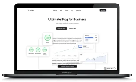 Inblog website displayed on a Macbook