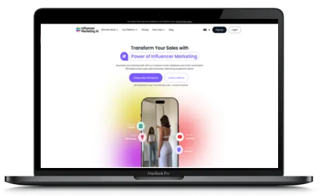 Influencer Marketing AI website displayed on a Macbook