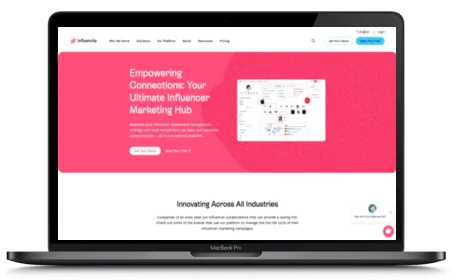 Influencity website displayed on a Macbook