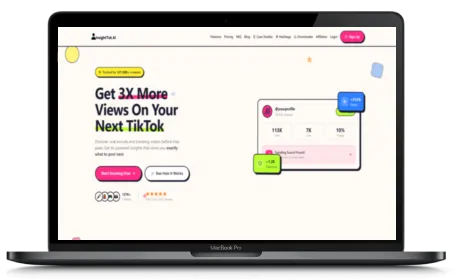 InsightTok AI website displayed on a Macbook