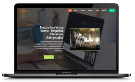 JetWebinar website displayed on a Macbook