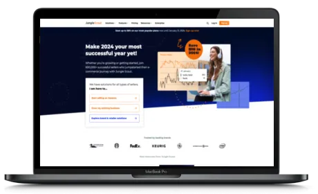 Jungle Scout website displayed on a Macbook