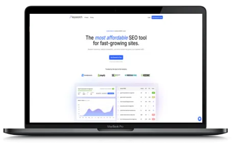 Keysearch website displayed on a Macbook