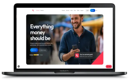 Kinesis website displayed on a Macbook