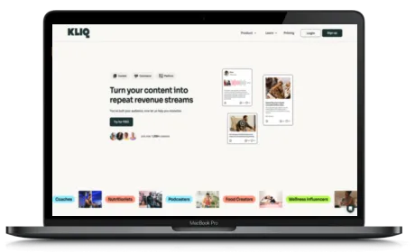 Kliq website displayed on a Macbook