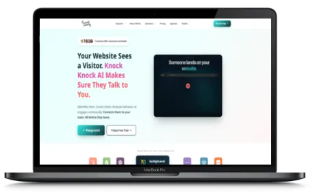 Knock Knock AI website displayed on a Macbook