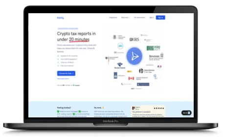 Koinly website displayed on a Macbook