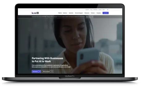 Kore.ai website displayed on a Macbook