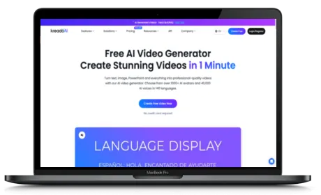 Kreadoai website displayed on a Macbook