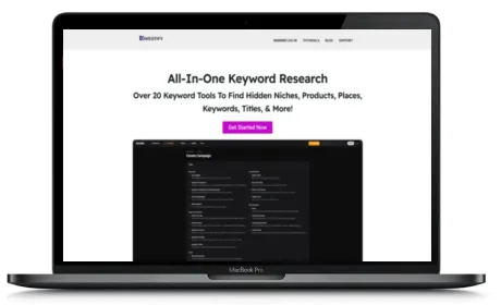 Kwestify website displayed on a Macbook