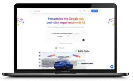 LanderMagic website displayed on a Macbook