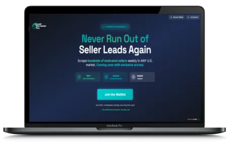 Lead HarvestPro website displayed on a Macbook