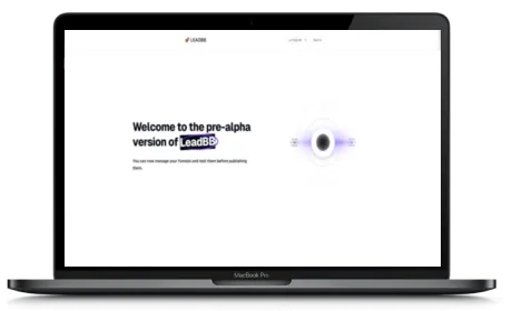 LeadBB website displayed on a Macbook