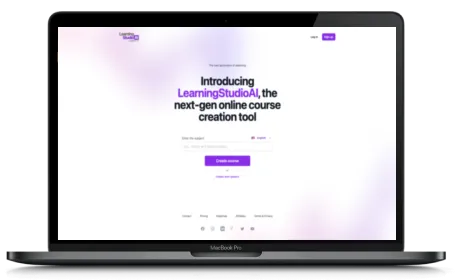 LearningStudioAI website displayed on a Macbook