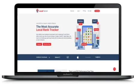 Local Falcon website displayed on a Macbook