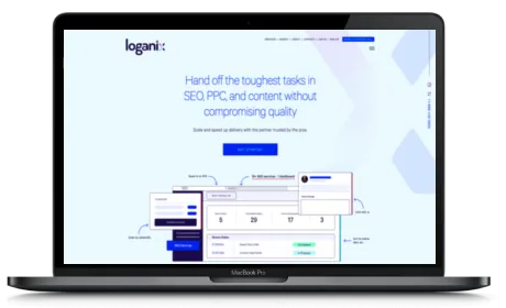 Loganix website displayed on a Macbook