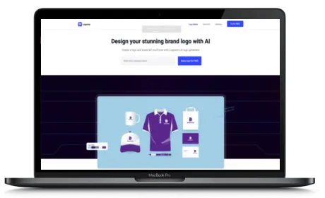 Logome website displayed on a Macbook