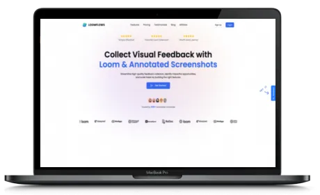 Loomflows website displayed on a Macbook