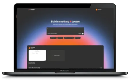 Lovable.dev website displayed on a Macbook